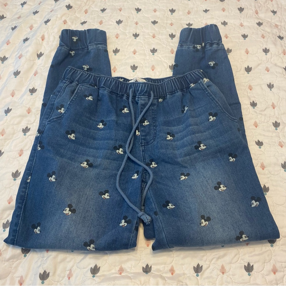 Disney Mickey Mouse Denim Jogger Pants size Medium